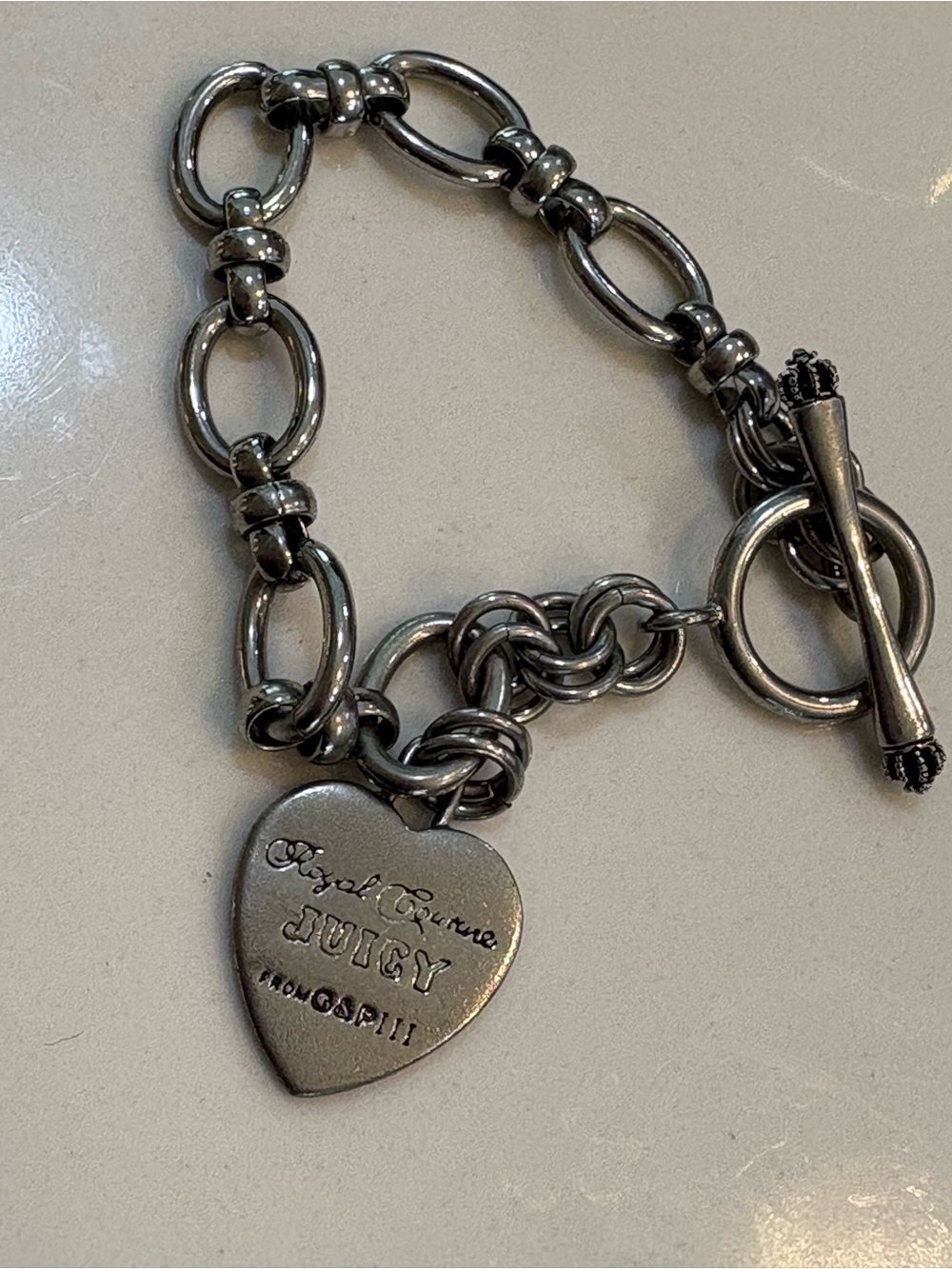 Juicy Couture Silver-Tone Heart Charm Bracelet